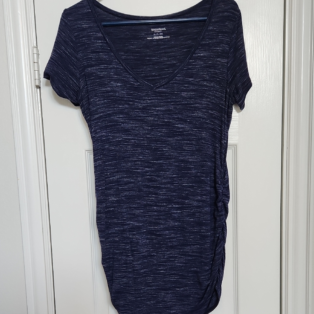 Motherhood Maternity Navy Blue Fitted Ruched Maternity T-Shirt